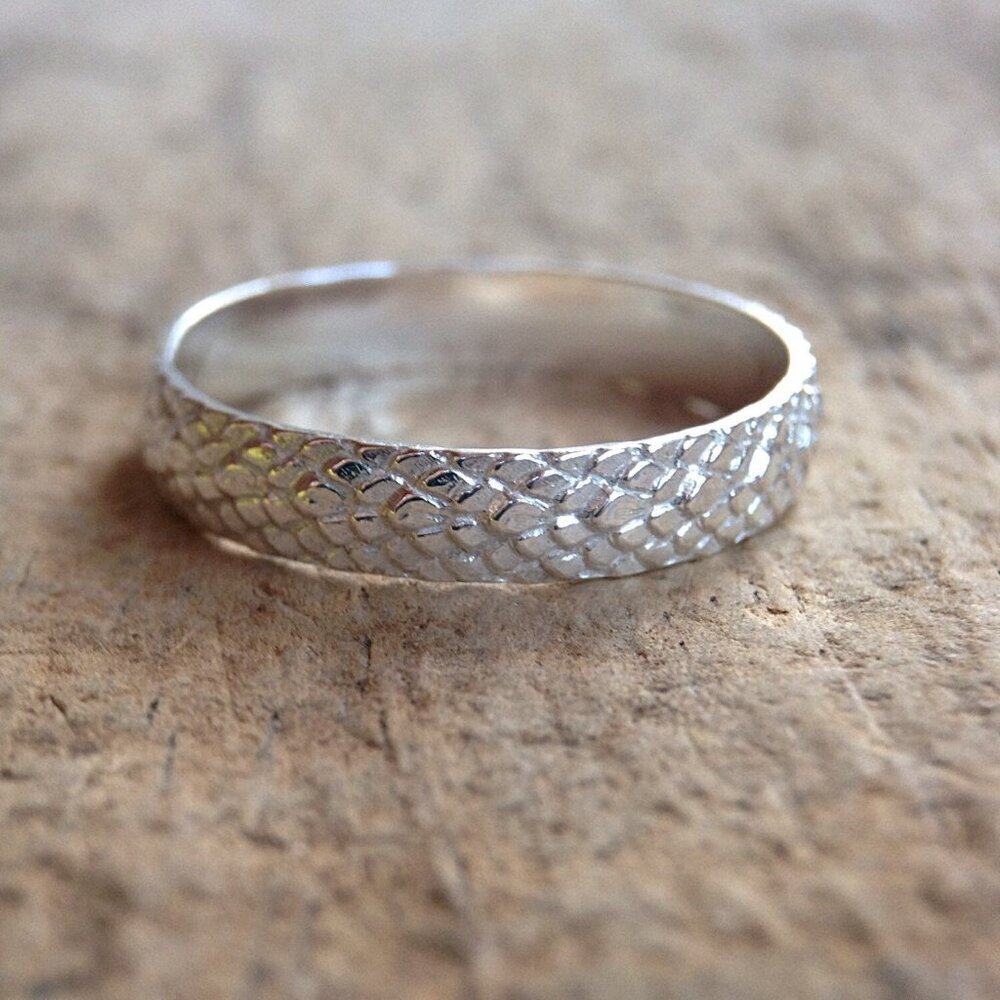 925 Sterling Silver Mermaid Scales Ring Handmade - Size 8